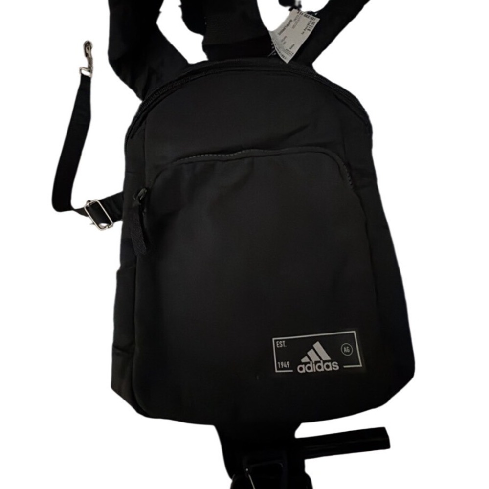 Adidas Mini Backpack Women Small Black Excellent Zip Pocket Adjustable Straps - Picture 3 of 5